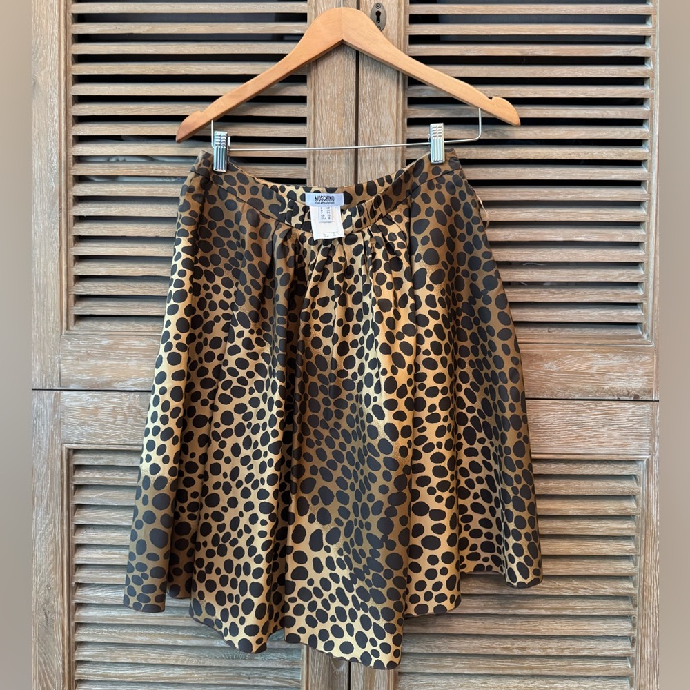 MOSCHINO leopard print taffeta skirt NWT